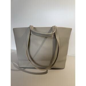 Rachel Zoe Beige Pebbled Leather Tote Bag Handbag Gold Hardware Large Purse